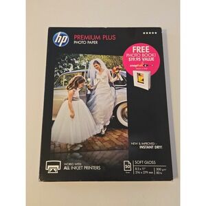 HP Premium Plus Photo Paper 80 lbs. Soft Gloss 8.5 x 11- 50 Sheets